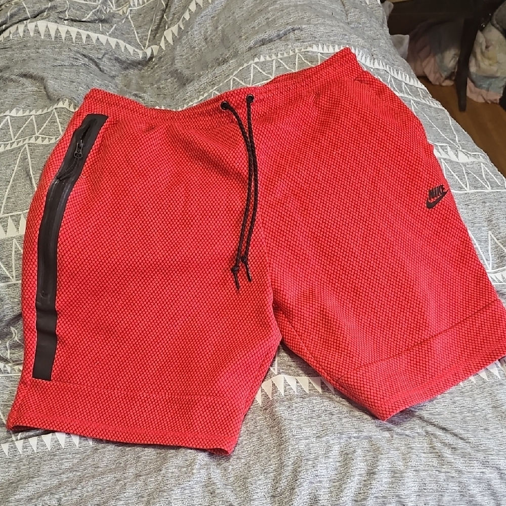 Nike Red and Black Athletic Shorts with Drawstring